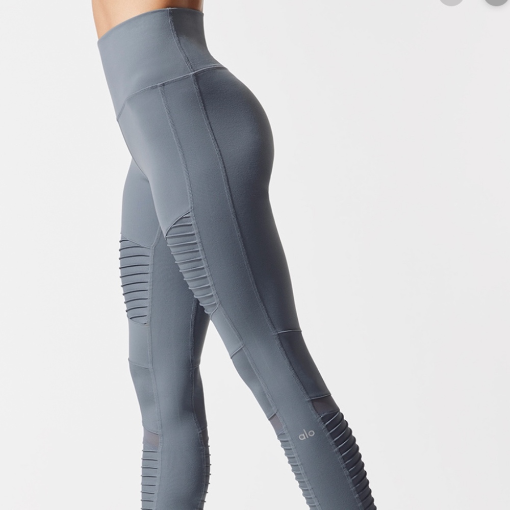 ALOYOGA HIGH WAIST MOTO LEGGING CONCRETE GLOSSY